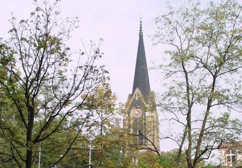 Die Turmspitze der Peterskirche vor der Renovierung. Foto: Antje Schrupp